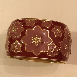 Guy Laroche clamp bracelet floral dark red and vivid pink